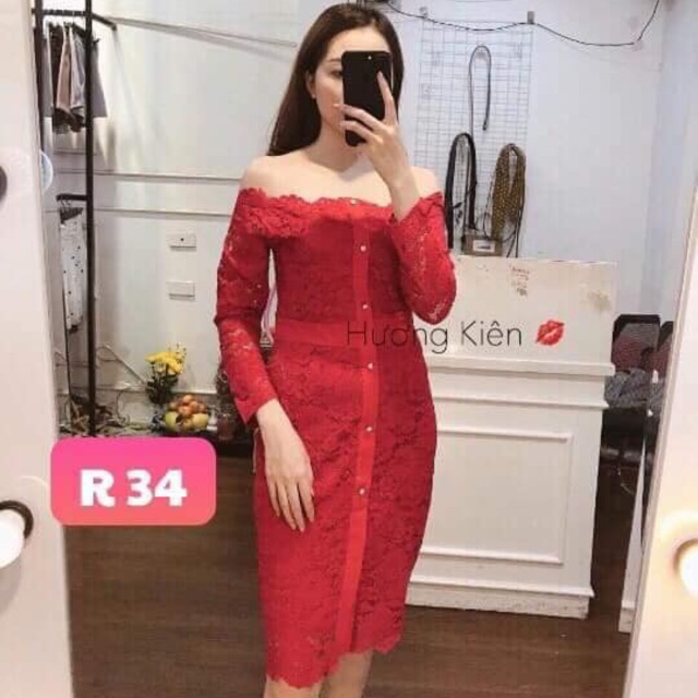 Váy ren trễ vai