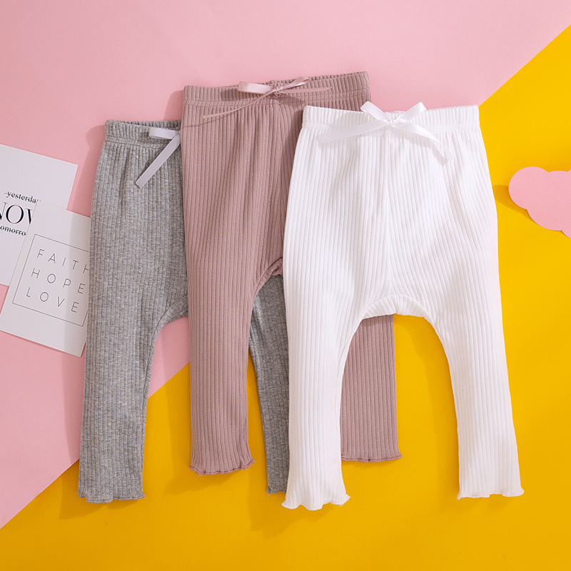  Quần Legging Cotton Màu Trơn Mềm Mại Xinh Xắn Cho Trẻ Sơ Sinh