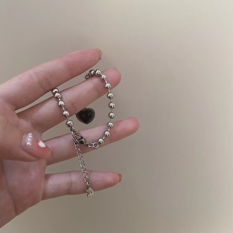 Vòng Đeo Tay Bằng Thép Titan Màu Đen Đính Ngọc Trai  191187Vòng Đeo Tay Kiểu Hip-Hop Cá Tính