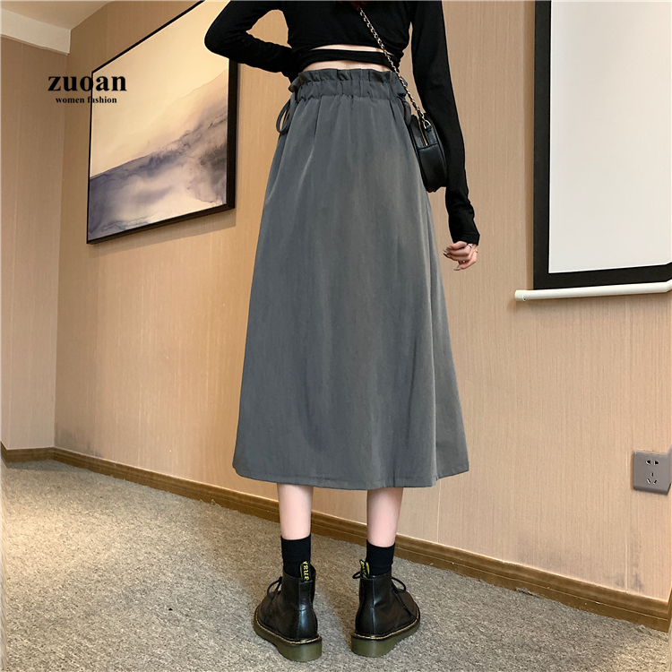 Váy lưng cao dáng rộng Hàn Quốc dành cho nữ Váy Midi buộc dài vừa phải