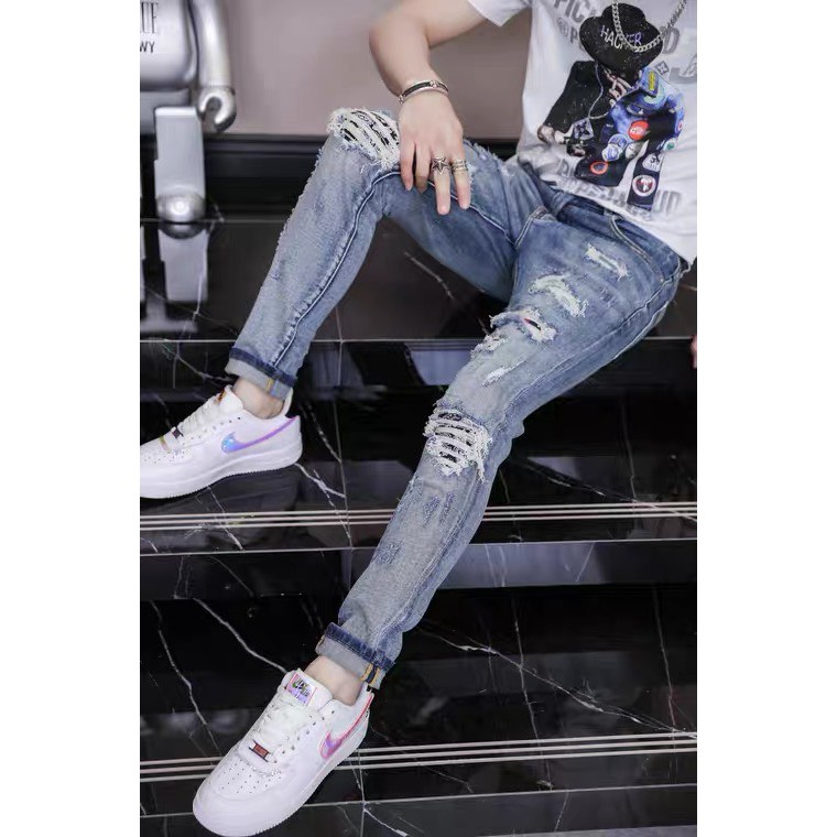 Quần Jean Nam Rách- Quần Bò Nam co dãn ôm form tôn dáng chuẩn, quần jean thời trang cao cấp nam Muradfashion mẫu NT511 | BigBuy360 - bigbuy360.vn