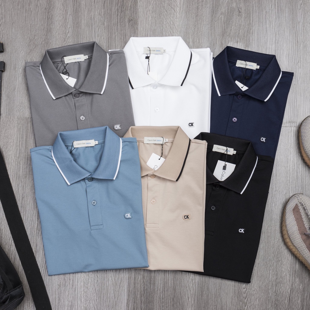 Aó polo nam CK cổ 2 khuy,Form Slimfit,vải cotton CVC co dãn 4 chiều,thấm hút mồ hôi,Hàng VNXK