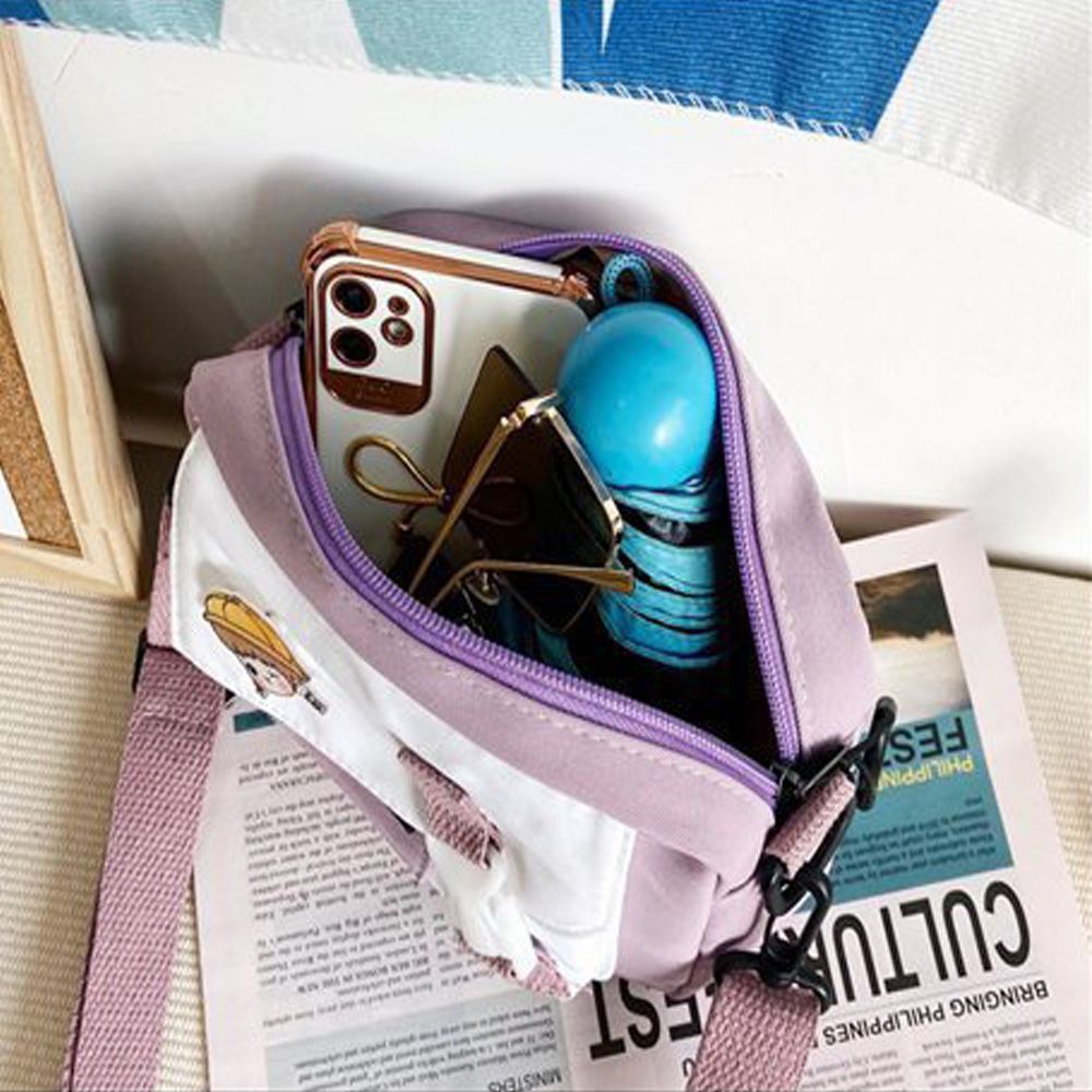 Túi đeo chéo canvas màu trơn dễ thương MIHAN1