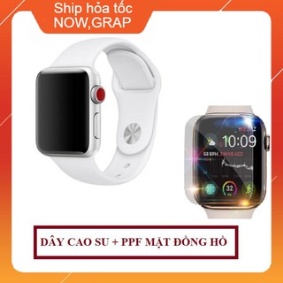 COMBO PFF dán MẶT dành cho đồng hồ APPLE WATCH và DÂY ĐEO CAO SU NHIỀU MÀU đủ size