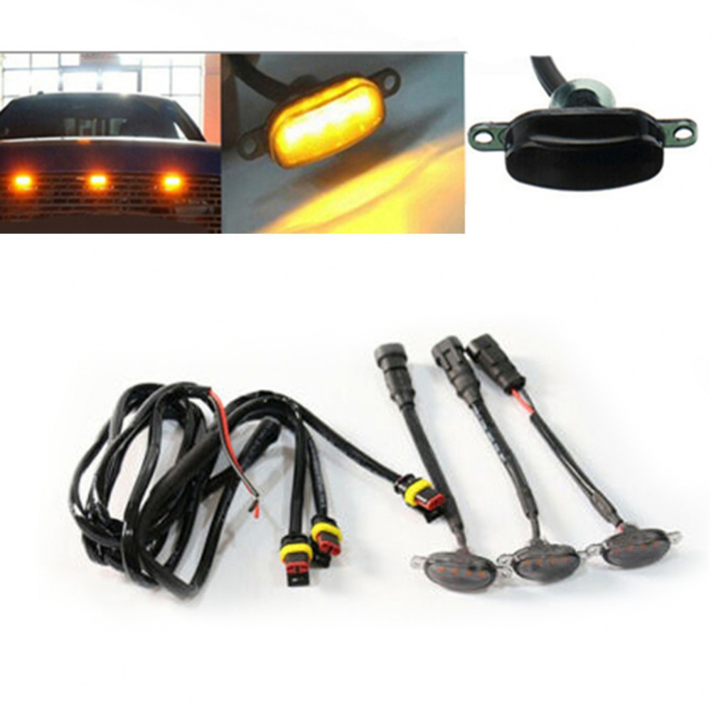 Đèn LED Ánh Sáng Vàng Gắn Trang Trí Lưới Tản Nhiệt Cho Xe Toyota RAV4 2019-2021