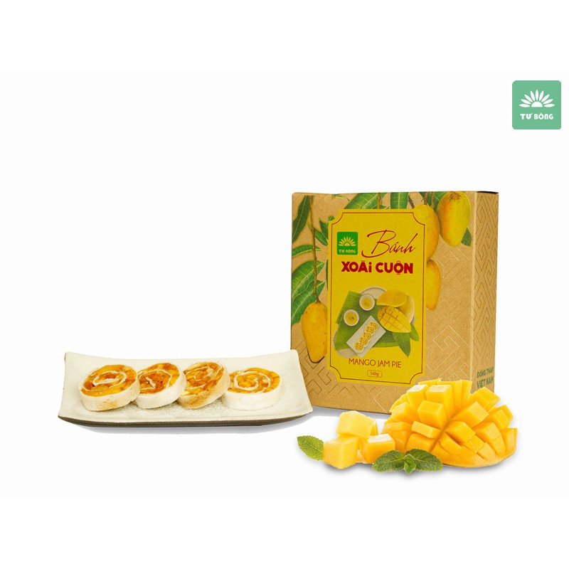 Bánh xoài cuộn Tư Bông hộp 140g - quà tặng đặc sản Đồng Tháp chánh gốc