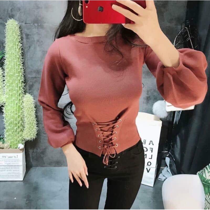 Áo dệt kim kiểu nữ màu đen