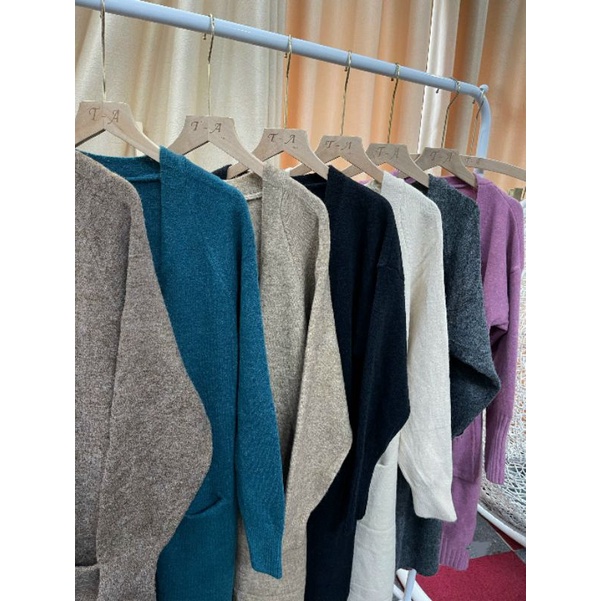 Áo Khoác Cardigan Ms.6992 Áo Kiểu Choàng Dáng Suông Dài Phối Túi Hai Bên Tiện Lợi Chất Len Dày Dặn