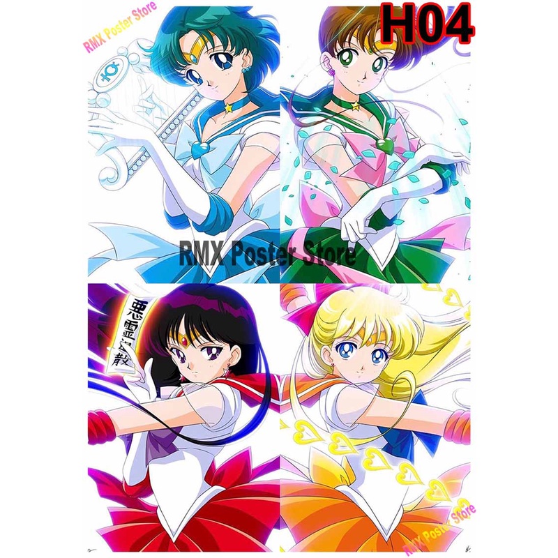 Poster Phim Hoạt Hình Thủy Thủ Mặt Trăng Tráng Giấy Màu Trắng Trang Trí Nhà Cửa / Quán bar