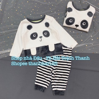 Set bộ nỉ nhung tạo hình gấu trúc ngộ ngĩnh cho bé