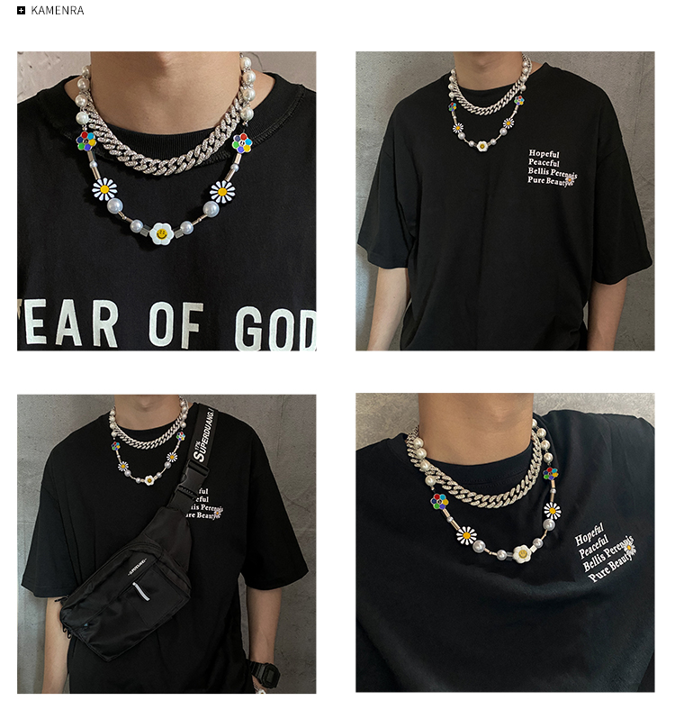 Dây Chuyền 23402 Mặt Hình Hoa Hướng Dương / Mặt Cười / Ngọc Trai Thời Trang Cho Nam Và Nữ