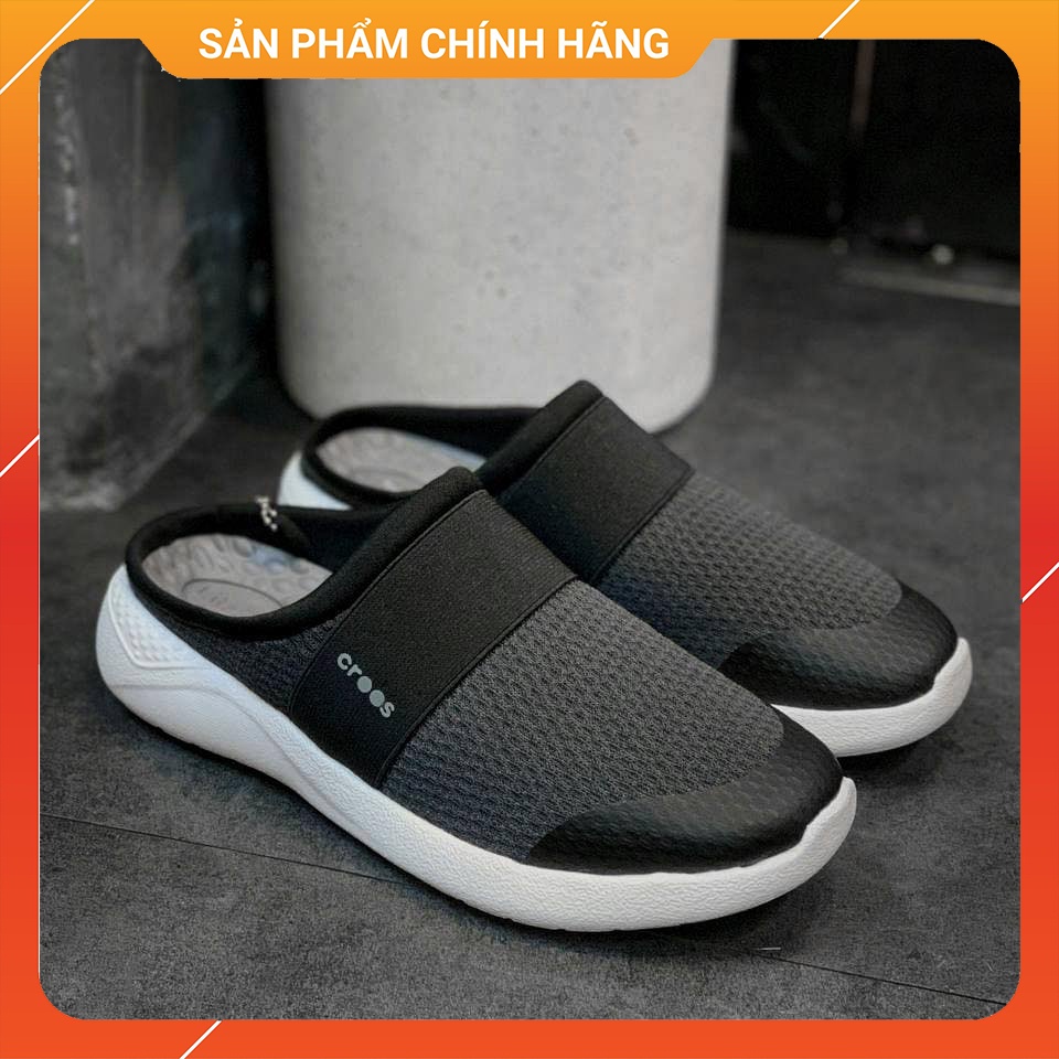 LMM - Dép Nam Sabo - Đen -  Crocs Mesh Mule Literide Mesh Mule Chính Hãng - Sấu Vui Vẻ