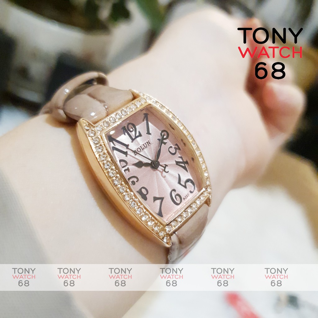 Đồng hồ nữ Bolun bầu dục dây da viền mạ vàng chống nước chính hãng Tony Watch 68 | BigBuy360 - bigbuy360.vn