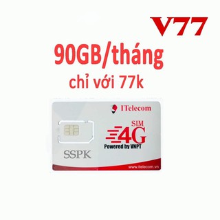 Sim 4g may v77 itelecom tặng 90gb/tháng + 43.000 phút gọi miễn phí
