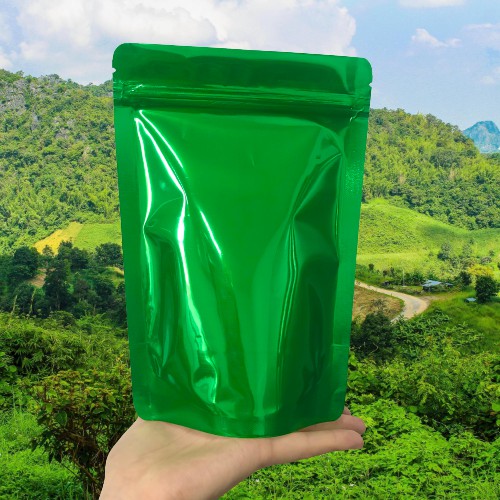 500gr-1kg TÚI ZIP MÀU XANH LÁ (1 mặt xanh, 1 mặt trong)