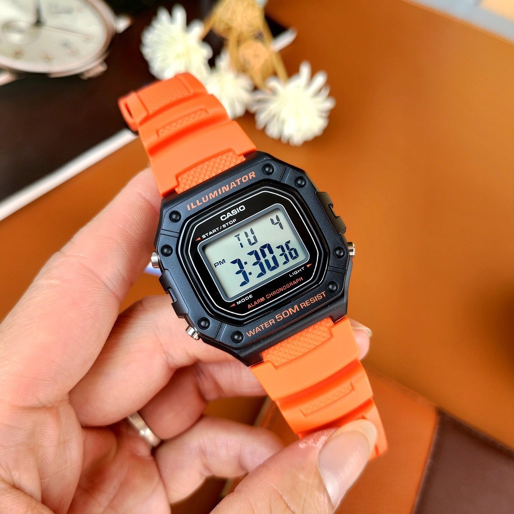 Đồng Hồ Nam Casio Dây Nhựa Trẻ Trung W-218H-4B2VDF Chính Hãng