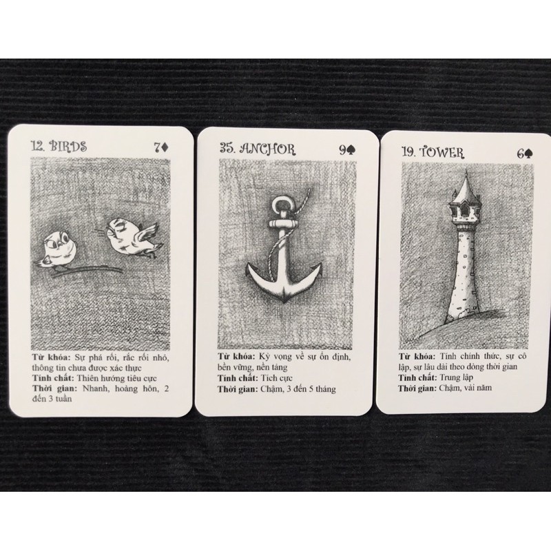 Bộ bài Myu Lenormand bản đen trắng