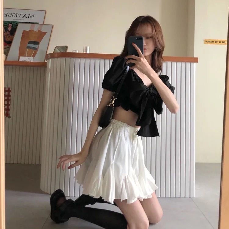 A- line skirt women's high waist summer 2021 New Korean style girls' style loose all-match wide leg sheath skirt trendy P3LU