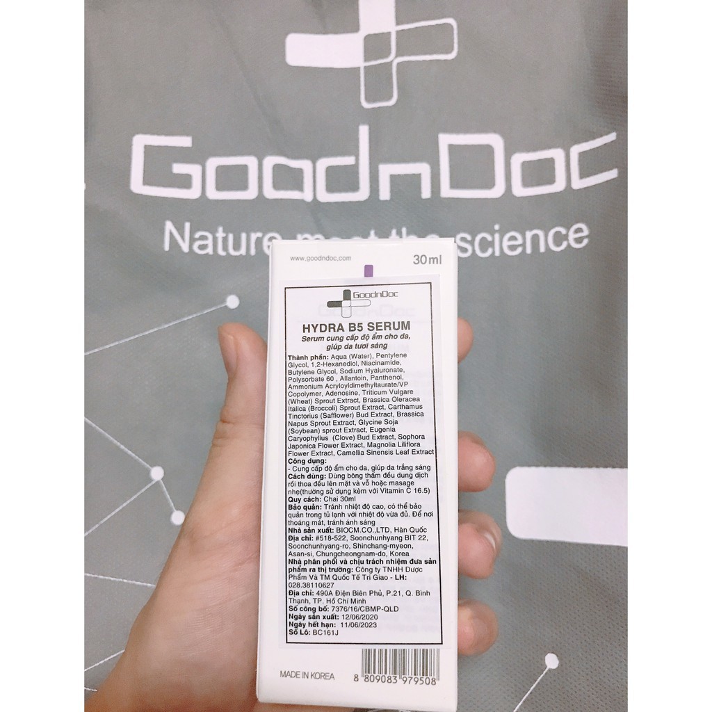 Serum dưỡng da Goodndoc Hydra B5 30ml - Tinh chất phục hồi, làm trắng và chống lão hóa hiệu quả cho làn da
