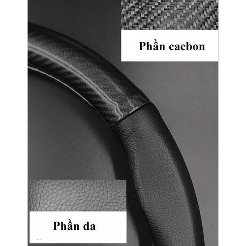 Bọc vô lăng tay lái ô tô logo HUYNDAI Carbon 4S cao cấp bảo hành 12 tháng (Đen)