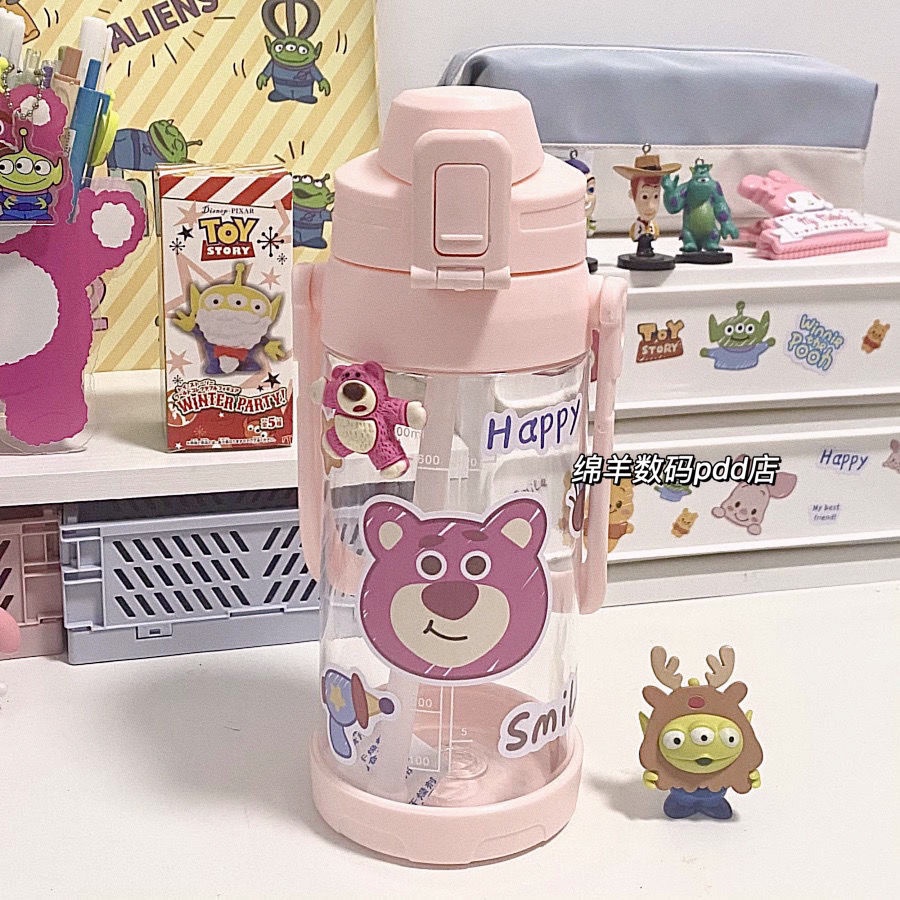 Hoạt Hình Bình Nước Nhựa Trong Suốt Hình Gấu / Thỏ melody / Dâu Tây Ba Mắt Cỡ Lớn Dễ Thương diy