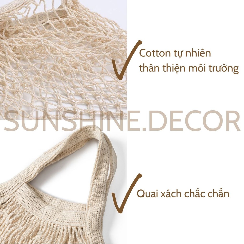 Túi lưới đựng đồ tiện dụng đựng hành tỏi đựng trái cây đi picnic đi chợ thân thiện môi trường có quai