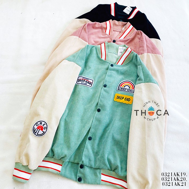 Áo khoác bomber nữ thêu Deep End xanh, đen, hồng THOCA HOUSE cực chất và ngầu cho cô nàng cá tính | BigBuy360 - bigbuy360.vn