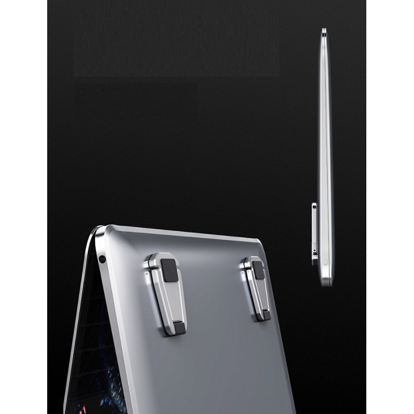 Đế Tản Nhiệt Macbook 14 inch, 15.6 inch, 17 inch Kiêm Giá Đỡ Laptop Gấp Gọn Dán Mặt Lưng Máy Tính T615