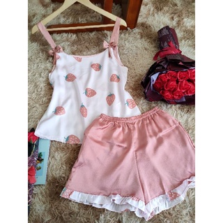 PIJAMA, NGỦ LỤA 2 DÂY, BỘ ĐÙI DỄ THƯƠNG (ẢNH THẬT)