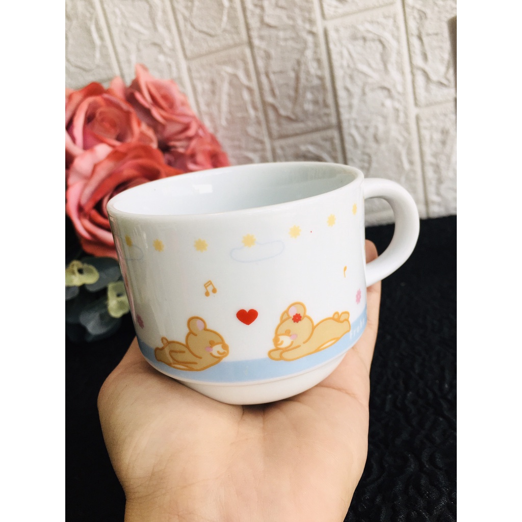 GỐM NHẬT - LY QUAI HÌNH GẤU VÀ THỎ CUTE