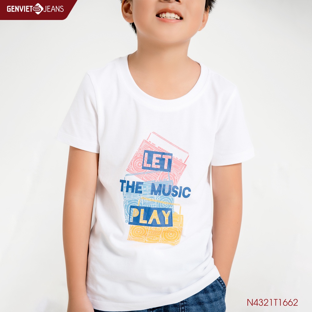 [Mã BMLTA50 giảm 10% đơn 99K] Áo Thun Kid In Họa Tiết Let The Music Play N4321T1662 GENVIET KID