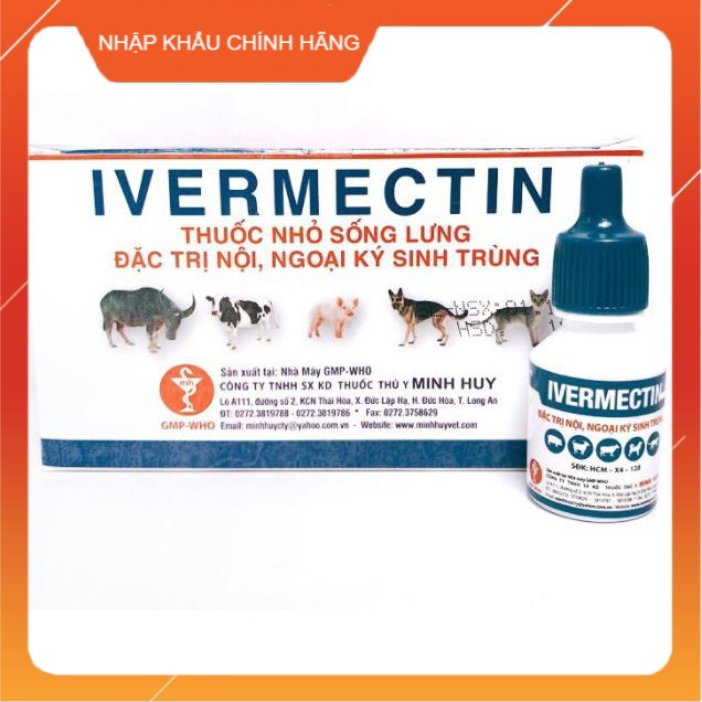 Nhỏ Gáy Trị Nội Ngoại Ký Sinh Trùng Giun Ve Rận Ivermectin MH hộp 10 chai - Easypet