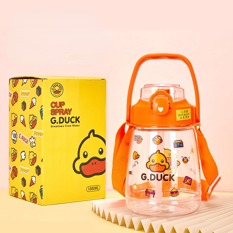 ONLY HOUSE Bình Nước Nhựa Họa Tiết Hoạt Hình Có Ống Hút Sang Trọng Cho Nam Nữ