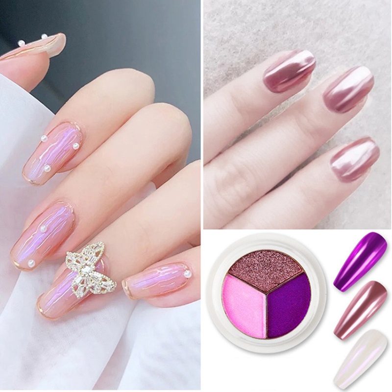 Bột Nhũ Kim Tuyến 3 Màu Trang Trí Móng Tay Nghệ Thuật