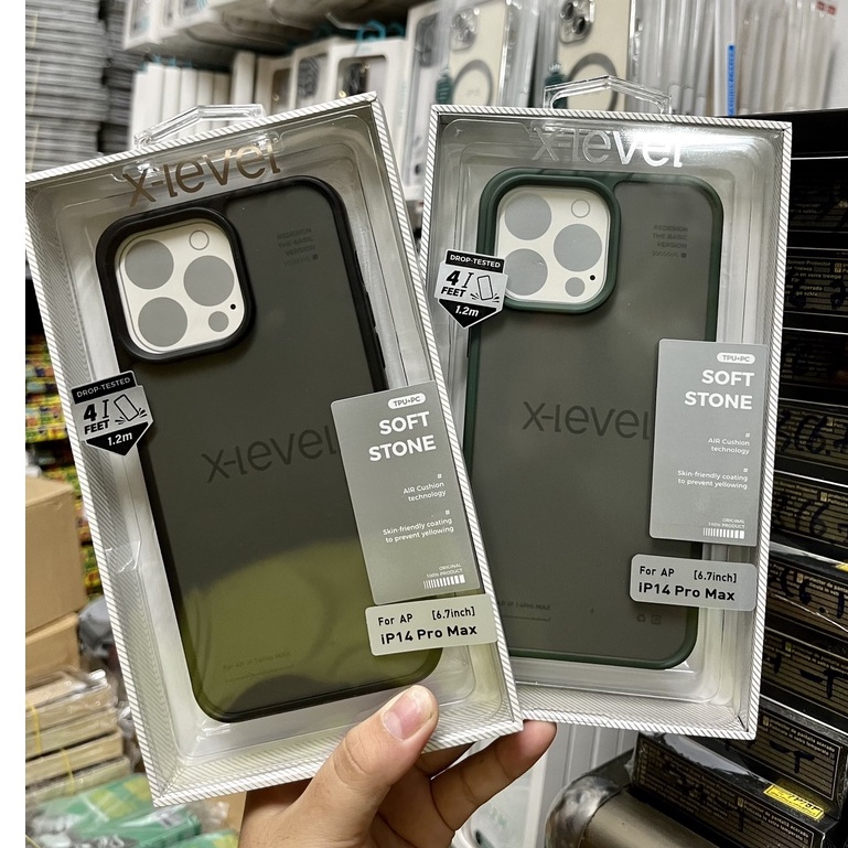 CHÍNH HÃNG  Ốp lưng X-LEVEL SOFT STONE Lưng nhám viền dẻo màu IPHONE 14 6.1 6.7 PRO PLUS MAX CHỐNG VÂN, Ố, VA ĐẬP