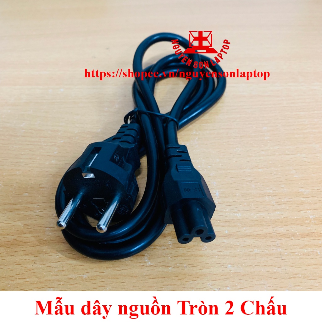 Dây Nguồn Cho sạc Laptop - Loại 2 chân - Cáp Đồng (dây tròn màu đen) New 100%