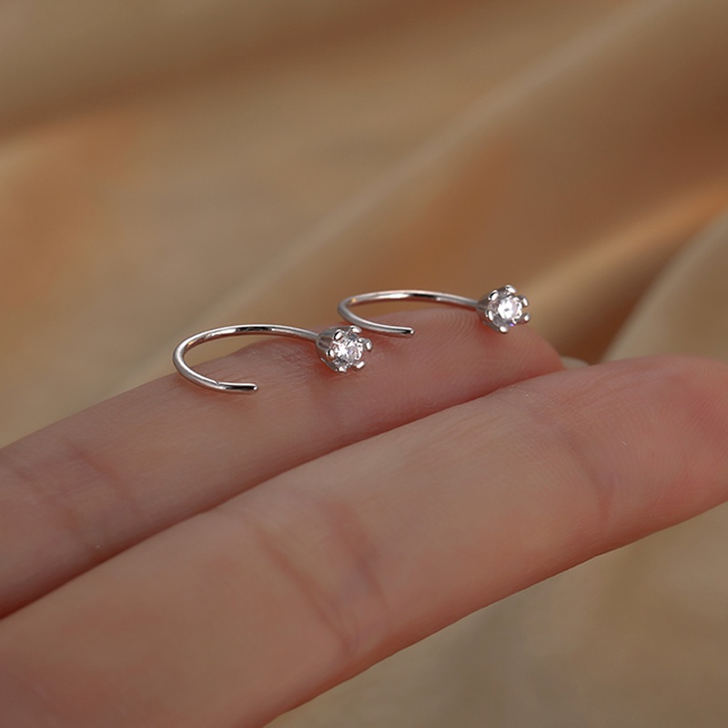 PAPAOZHU Khuyên Vành Tai Bạc s925 Đính Đá Zircon Thời Trang Cho Nữ