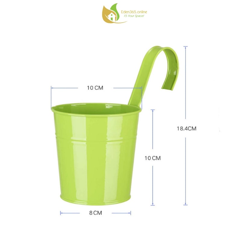 Bộ 3 chậu trồng cây mini treo ban công bằng kim loại sơn tĩnh điện – Treo lan can, hàng rào, để bàn – Nhiều màu sắc
