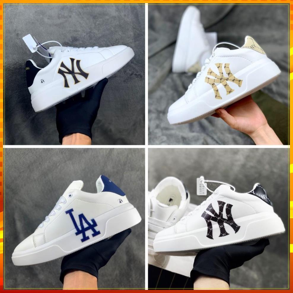 Giày Mc queen LA,NY Trắng Mẫu Mới 2022, Giày MLB CHUNKY LA,NY Hàn Quốc Nam Nữ Độn đế 4cm