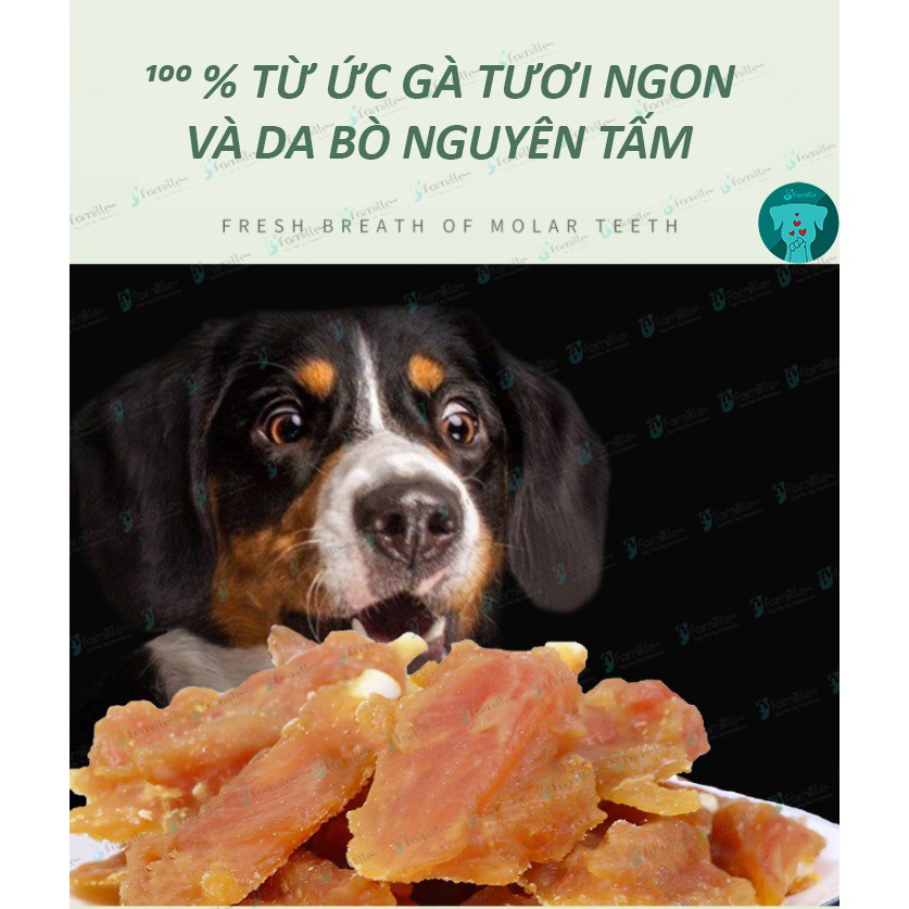 [SẠCH RĂNG]Ức Gà Cuộn Da Bò, Đồ Ăn Thú Cưng, Snack Cho Chó, Giàu Đạm, Bánh Thưởng Bổ Sung Dinh Dưỡng, 100gr - JF69