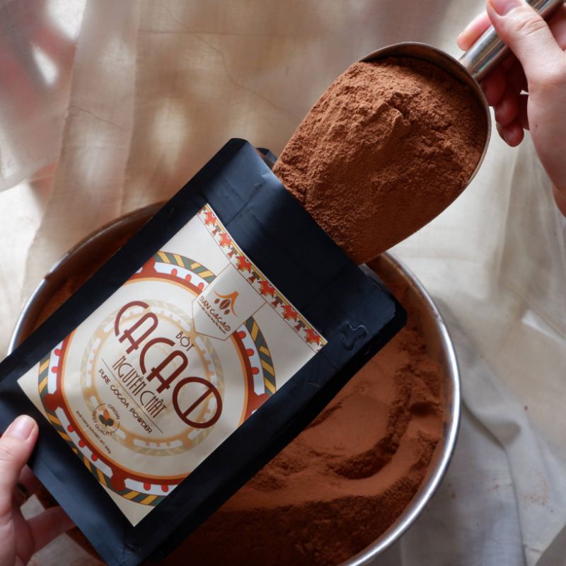 Bột cacao nguyên chất Tỷ lệ bơ 20%  , không đường, không chất phụ gia - Túi 500g