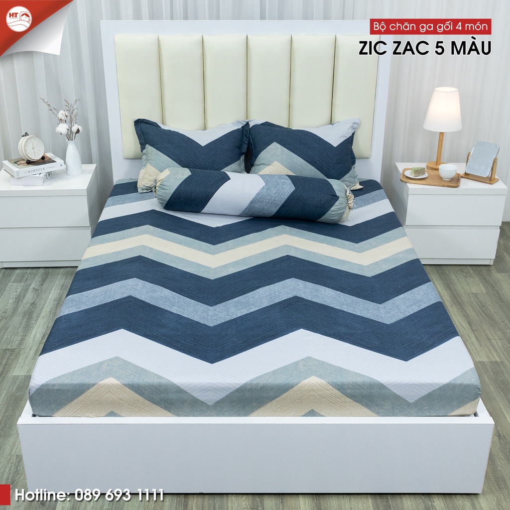 Bộ ga giường vỏ gối 4 món Cotton Poly mẫu mới hè 2022, giá rẻ tại xưởng, ga chun bọc đệm
