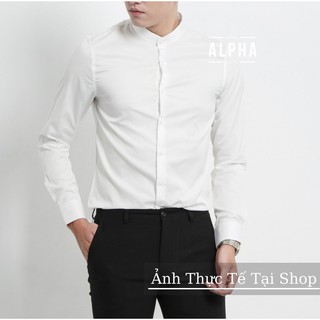 Áo sơ mi nam dài tay CỔ TÀU vải lụa co giãn chống nhăn cao cấp JBAGY - SMT