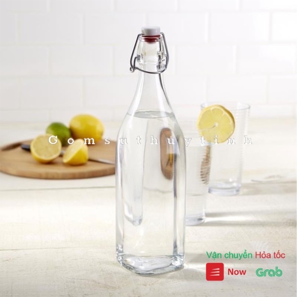 Chai thủy tinh nắp gài nhựa/ Bình thủy tinh nắp gài nhựa 750ml cao cấp