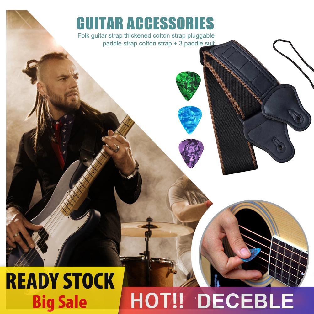 Dây Đeo Đàn Guitar Điện / Acoustic Kèm 3 Miếng Gảy Đàn