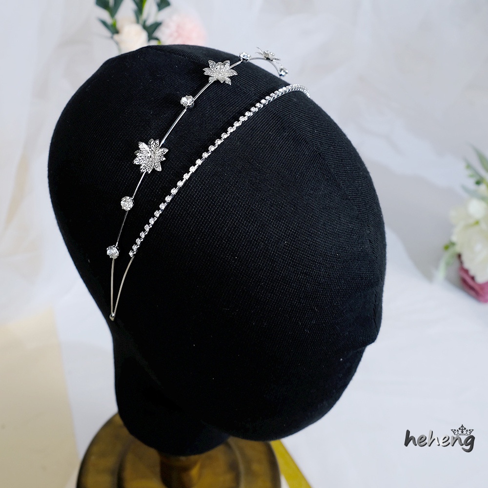 Băng Đô Cài Tóc Đính Đá Hình Hoa Dành Cho Phù Dâu