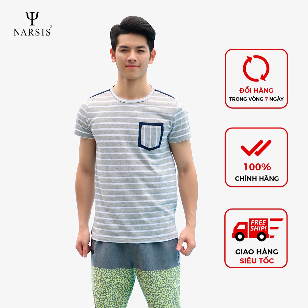 Áo thun nam Narsis D6024 màu kẻ ghi