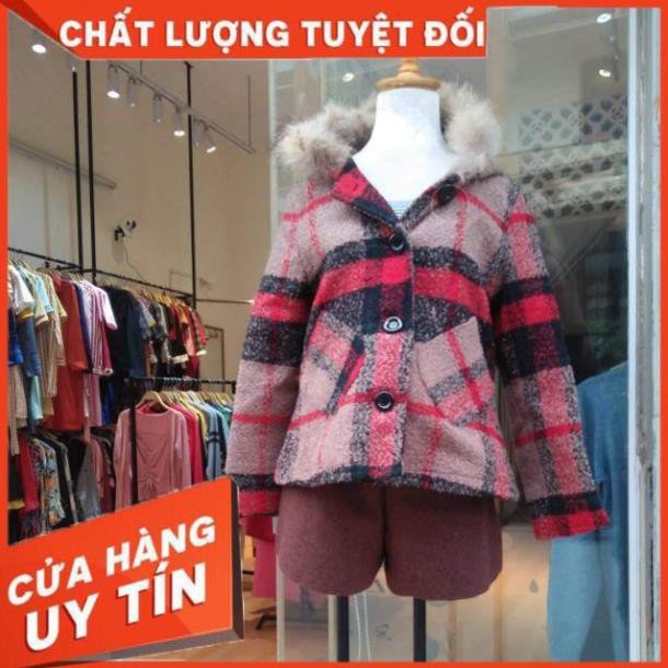 Áo khoác dạ hàng quảng châu cáo cấp phối lông kiểu Hàn