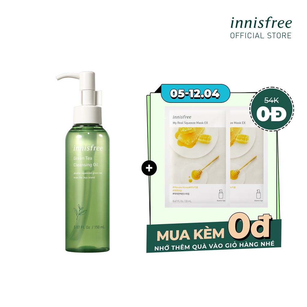 [Mã COSIF05 giảm 10% đơn 400K] Dầu tẩy trang trà xanh innisfree Green Tea Cleansing Oil 150ml