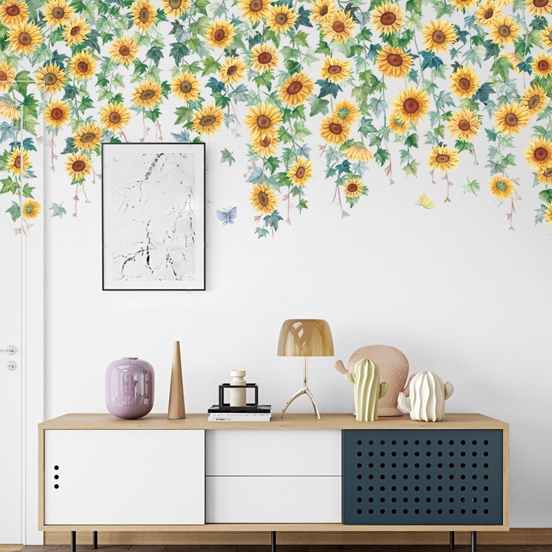 Decal dán tường Sticker dán tường in chất lượng cao có keo mặt sau mẫu Hoa mặt trời ZDB-2461